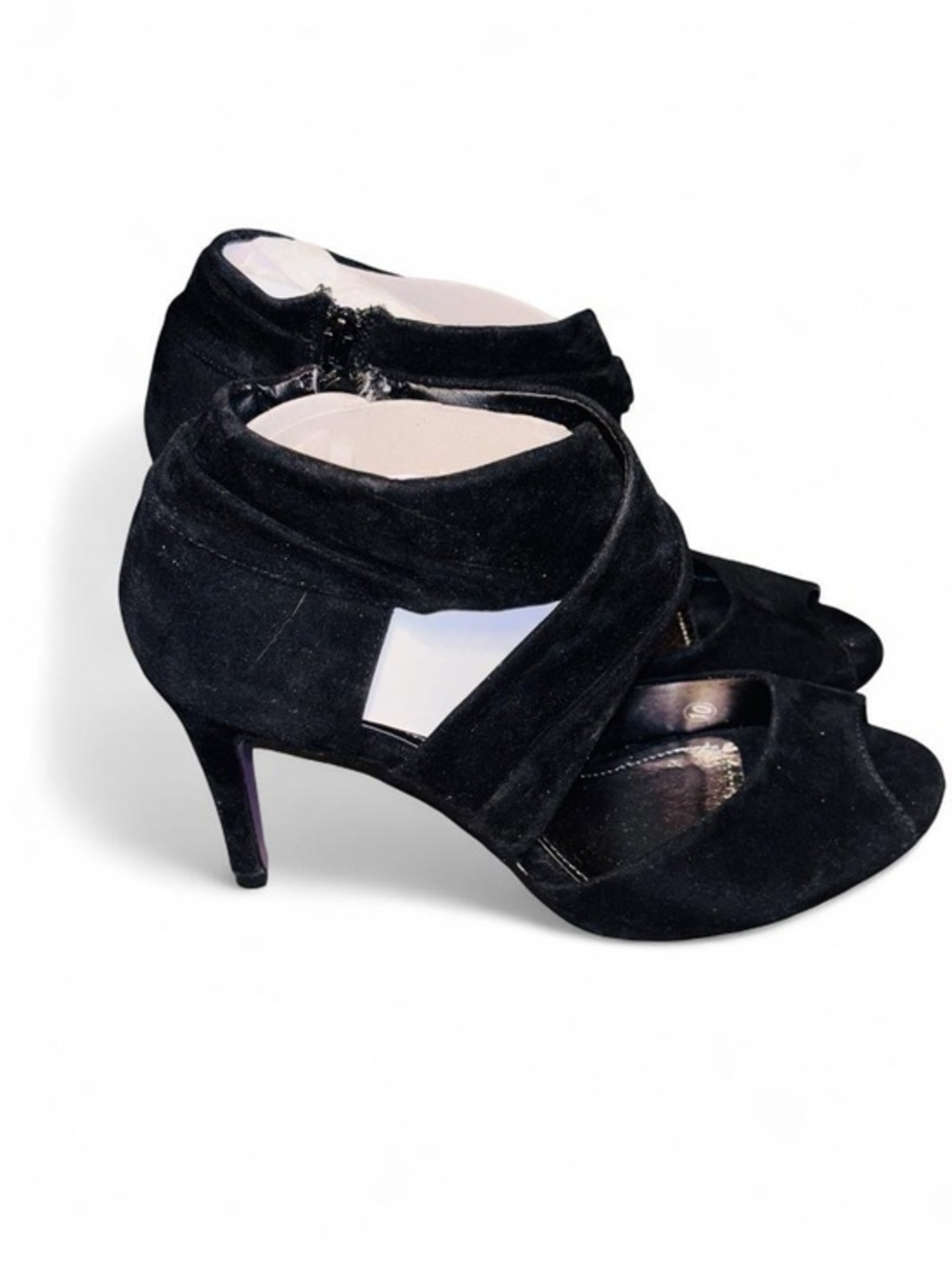 NWOT MISS ME Dream Faux Suede Strappy Black Heels - Size 7